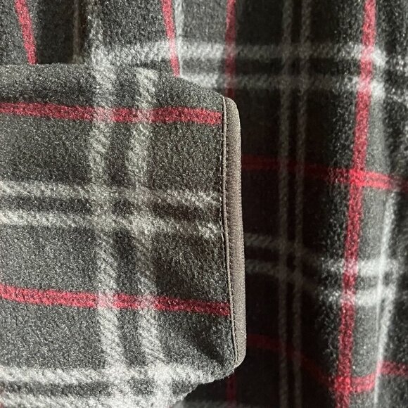 Vintage CHAPS Plaid Fleece 1/4 Snap Drawstring Bottom Pullover Shacket Pockets - Picture 7 of 13